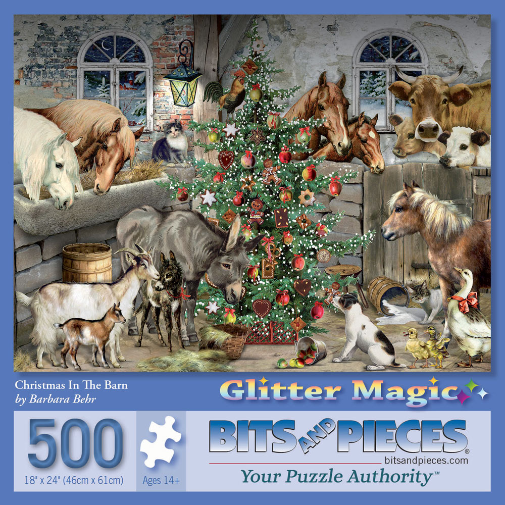 Christmas In The Barn 500 Piece Glitter Effect Jigsaw Puzzle