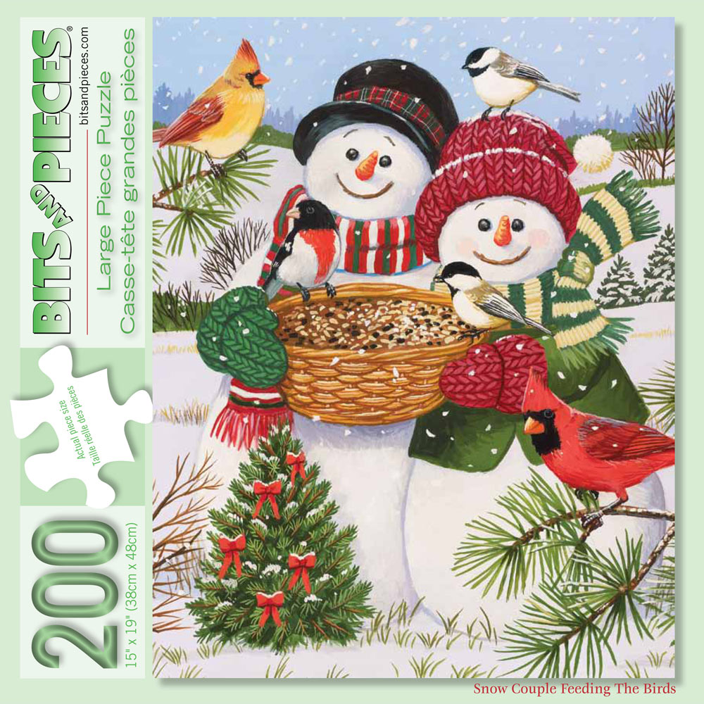 Snow Couple Feeding The Birds 200 Large Piece Jigsaw Puzzle