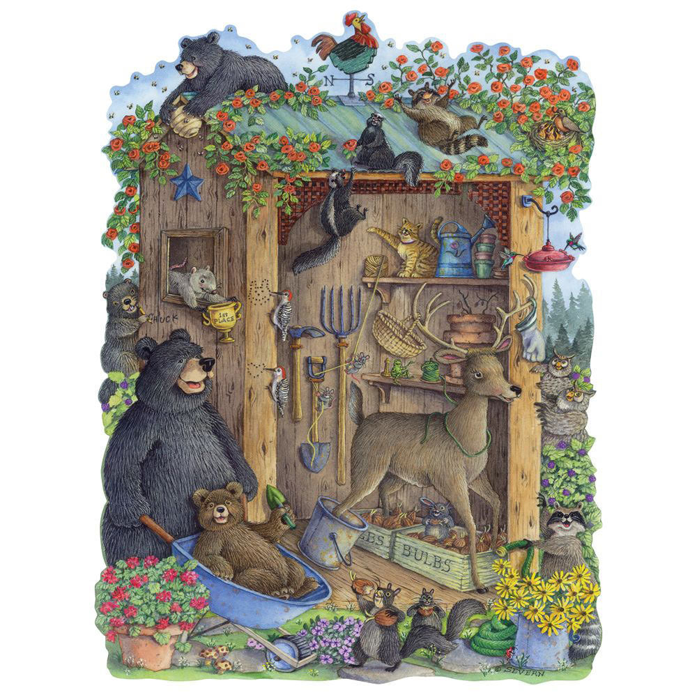 Critters In The Garden Shed 300 Large Piece Shaped Jigsaw Puzzle