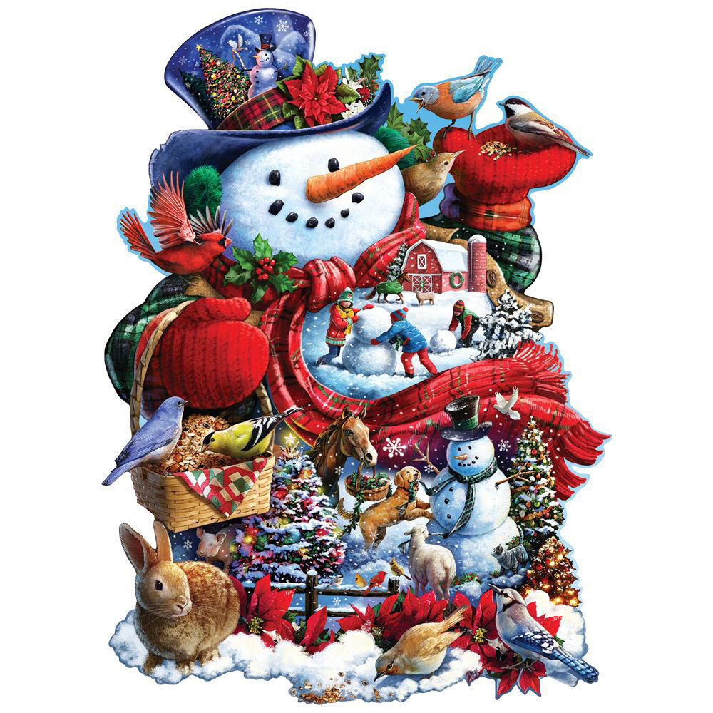 Happy Holiday Snowman 300 Large Piece Shaped Jigsaw Puzzle