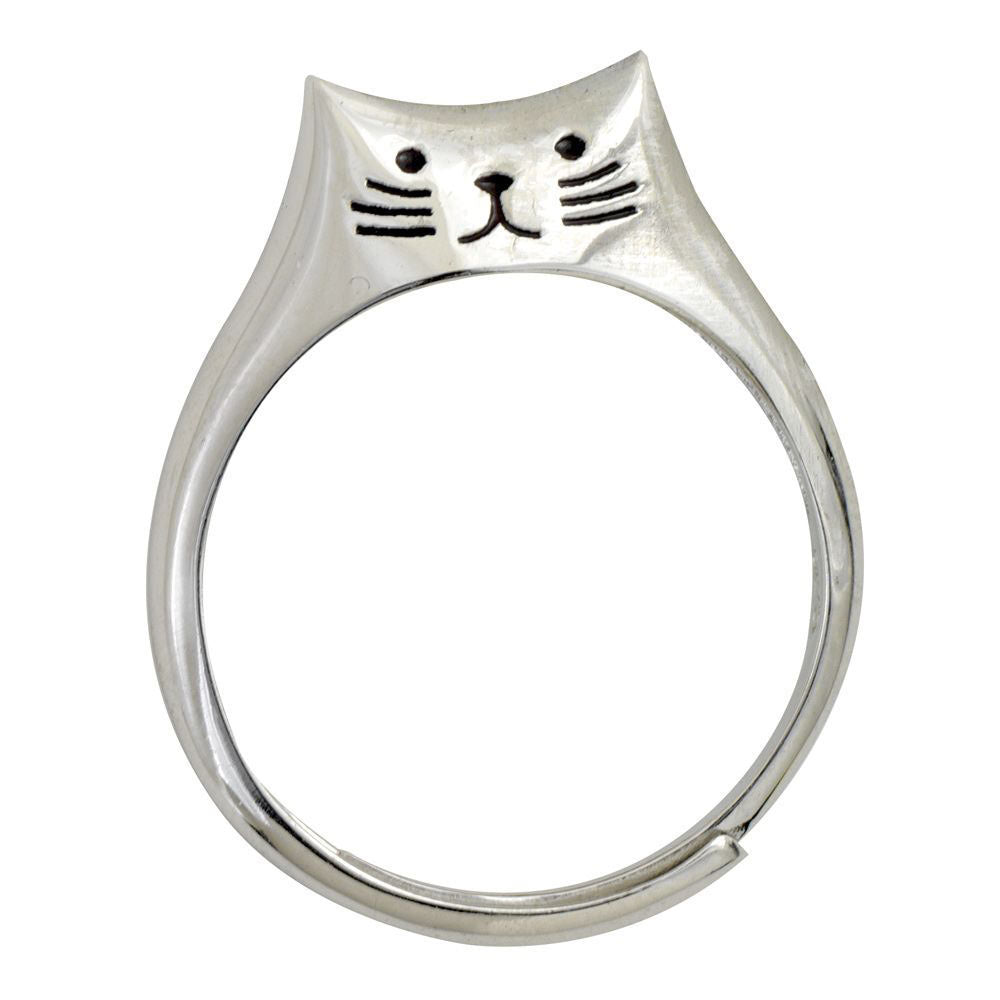 Sweet Sterling Silver Cat Ring - Large