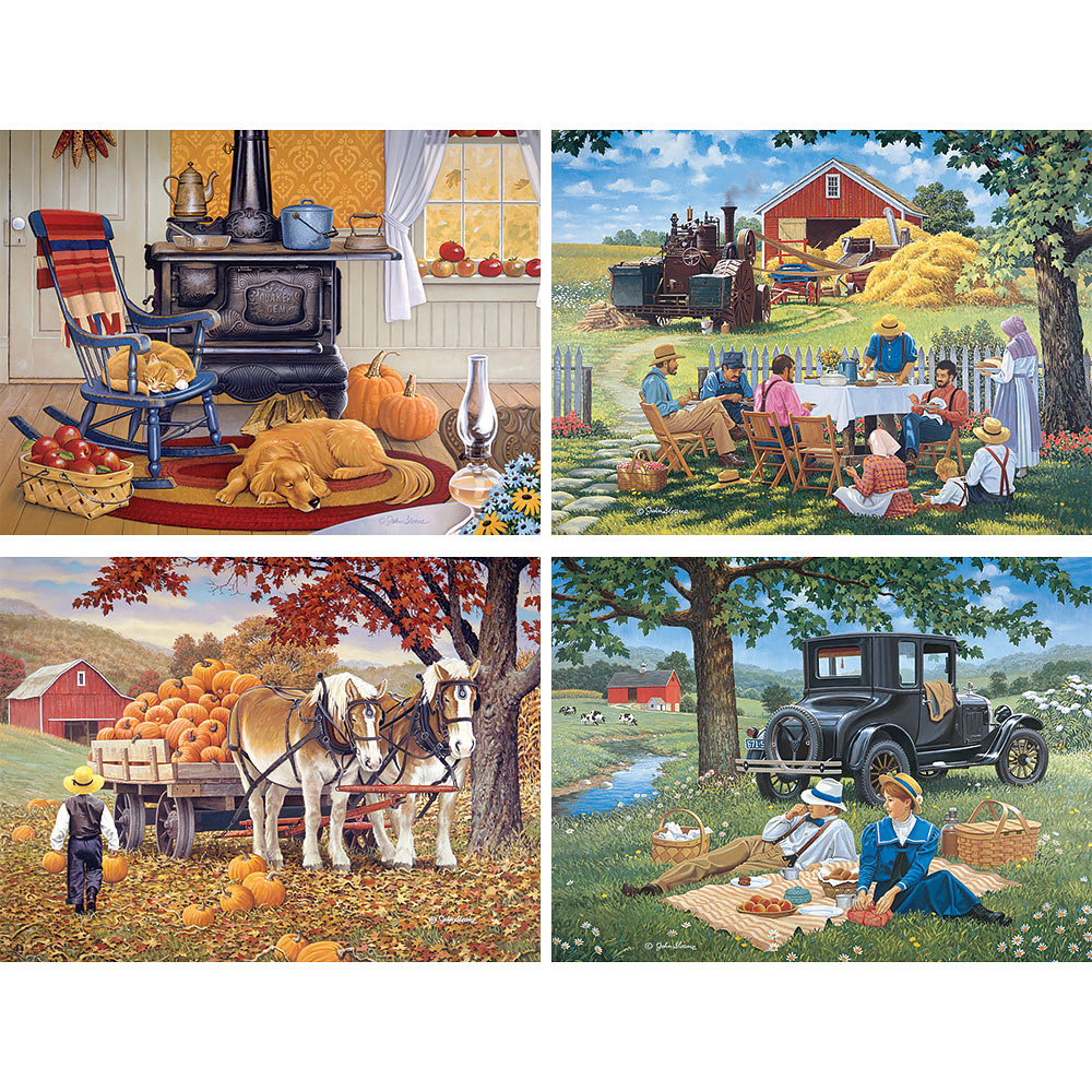 Simpler Times 4-in-1 500 Piece John Sloane Jigsaw Puzzle Set