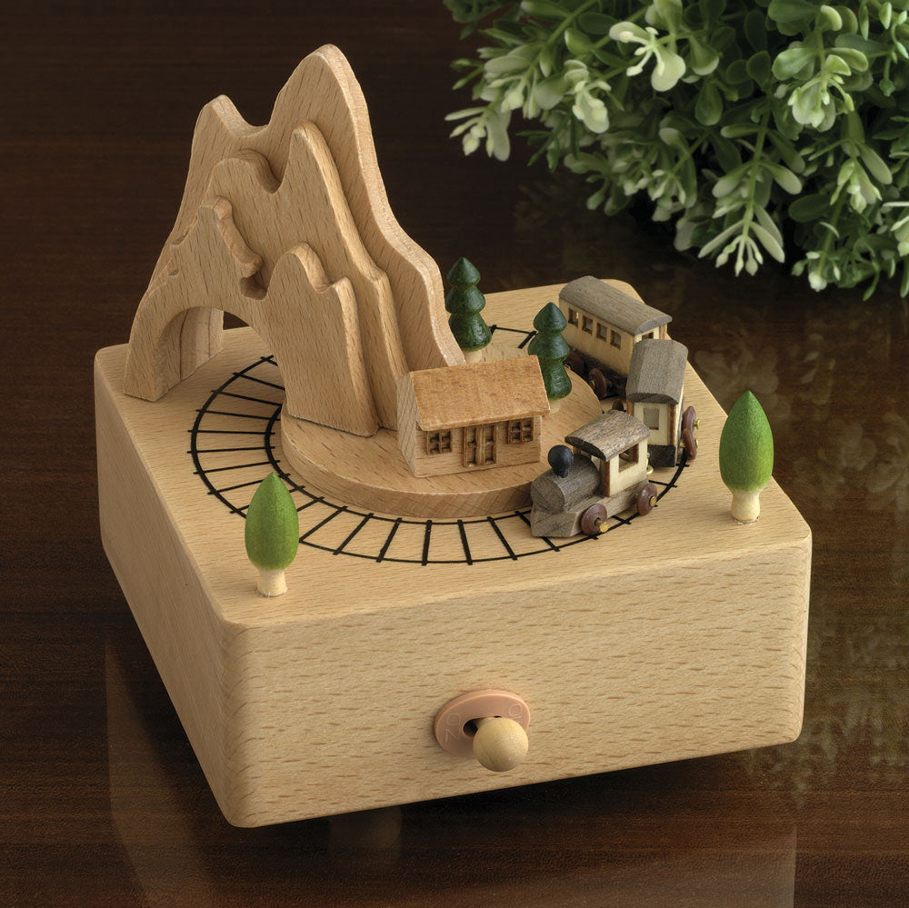 Wooden Moving Train Music Box - Oh What A Beautiful Morning