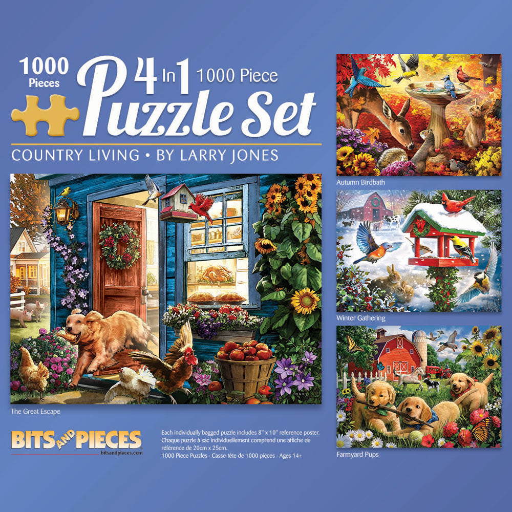 Country Living 4-in-1 Multi-Pack 1000 Piece Puzzle Set