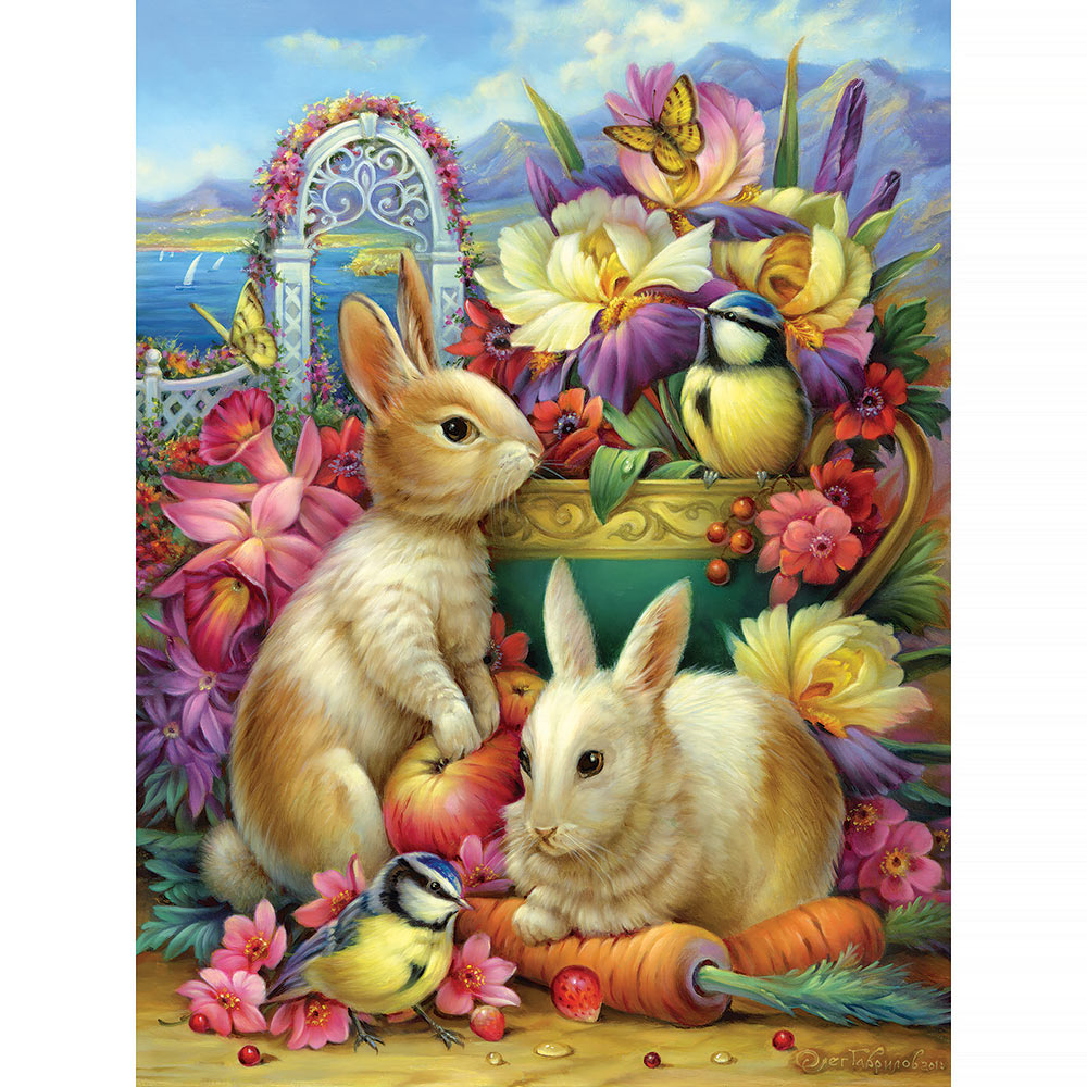 Rabbits In The Garden 1000 Piece Jigsaw Puzzle