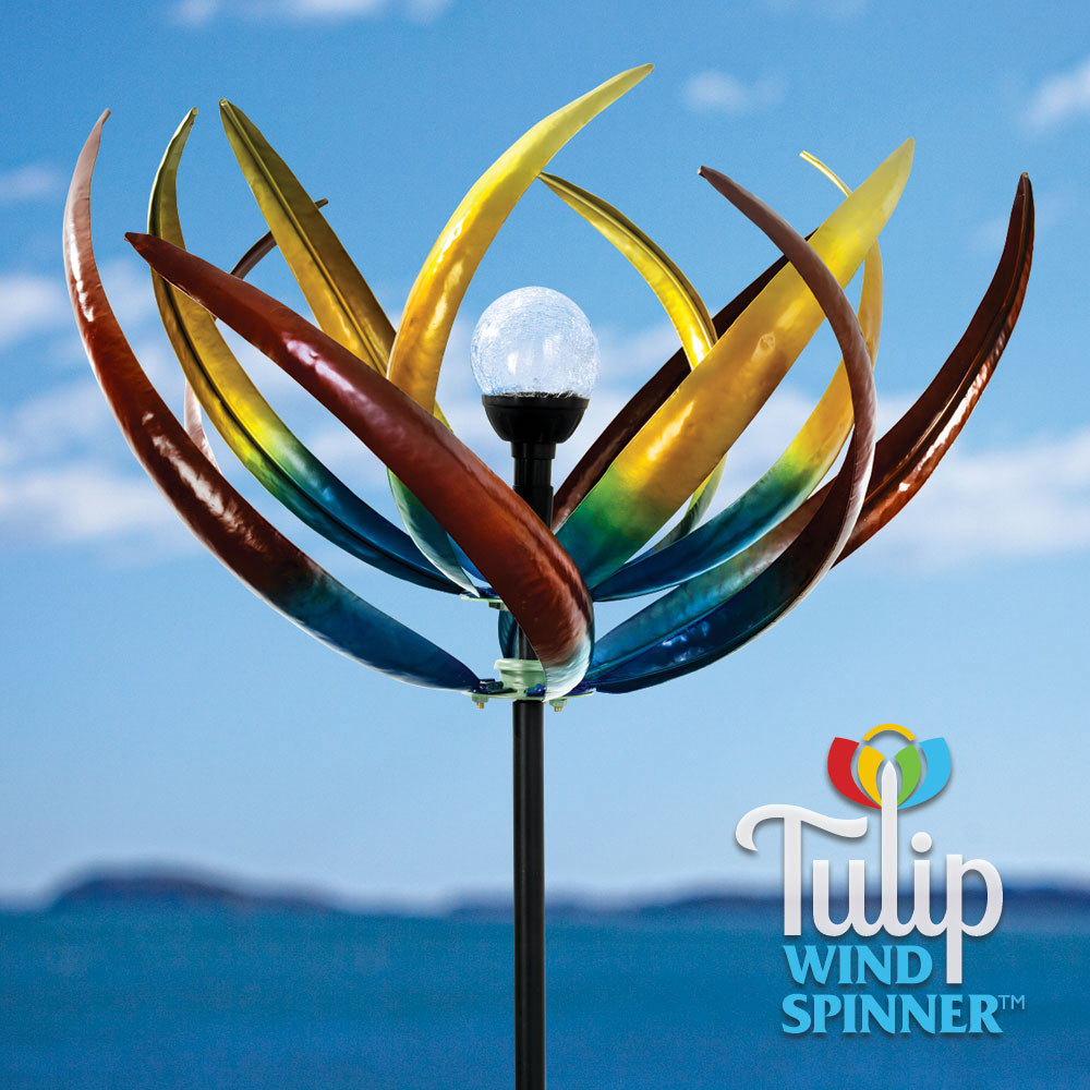 Solar Multicolour Tulip Wind Spinner