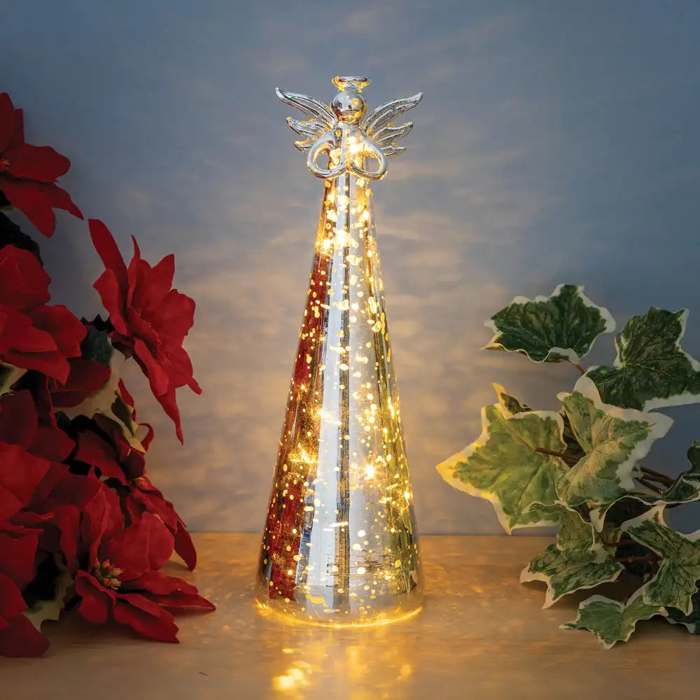 Mercury Glass Lighted Angel