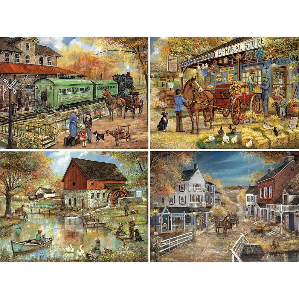 Country Nostalgia 4-in-1 Multipack 500 Piece Jigsaw Puzzle Bundle by Ruane Manning