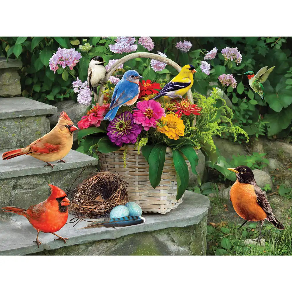 Birds On The Porch Steps 300 Large Piece Jigsaw Puzzle