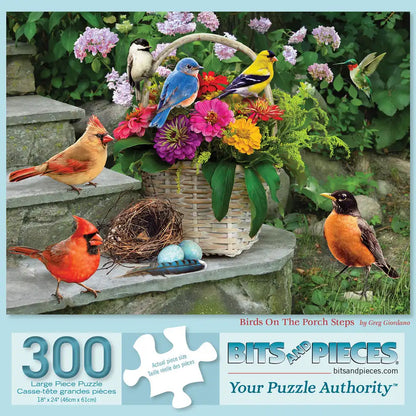 Birds On The Porch Steps 300 Large Piece Jigsaw Puzzle