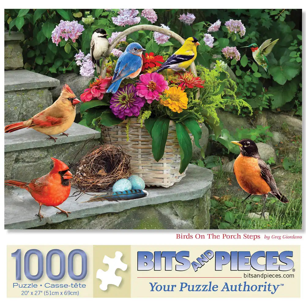 Birds On The Porch Steps 1000 Piece Jigsaw Puzzle