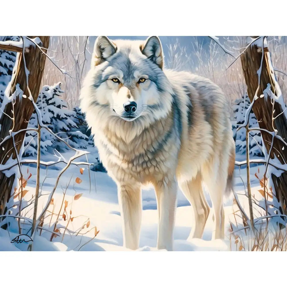 Winter Stay Wolf 300 Large Piece Jigsaw Puzzle