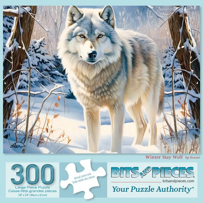 Winter Stay Wolf 300 Large Piece Jigsaw Puzzle