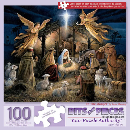 In The Manger 100 Large Piece Jigsaw Puzzle