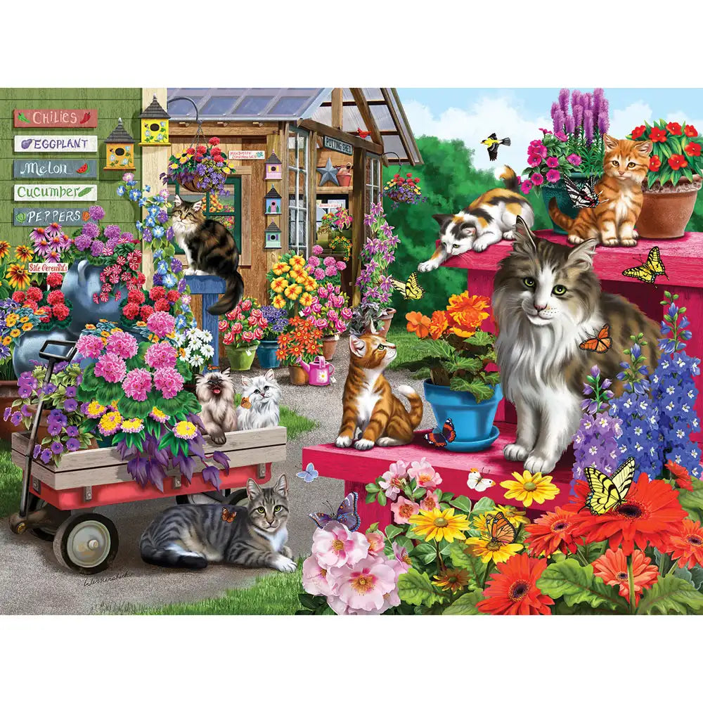 Kitties And Flowers 300 Large Piece Jigsaw Puzzle