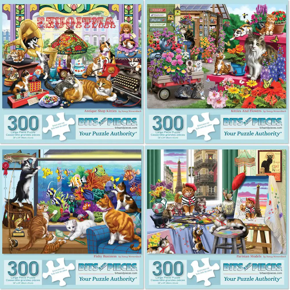 Set of 4 Nancy Wernersbach 300 Large Piece Jigsaw Puzzles