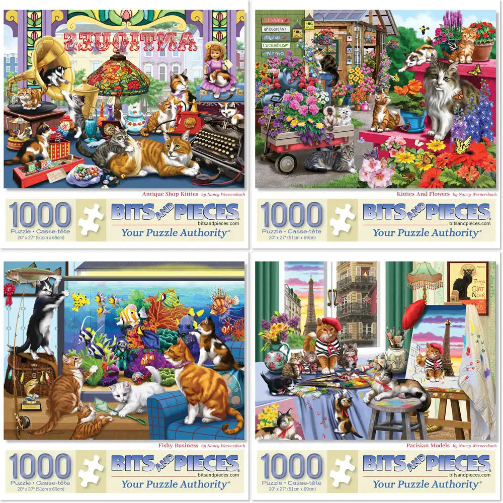 Set of 4 Nancy Wernersbach 1000 Piece Jigsaw Puzzles