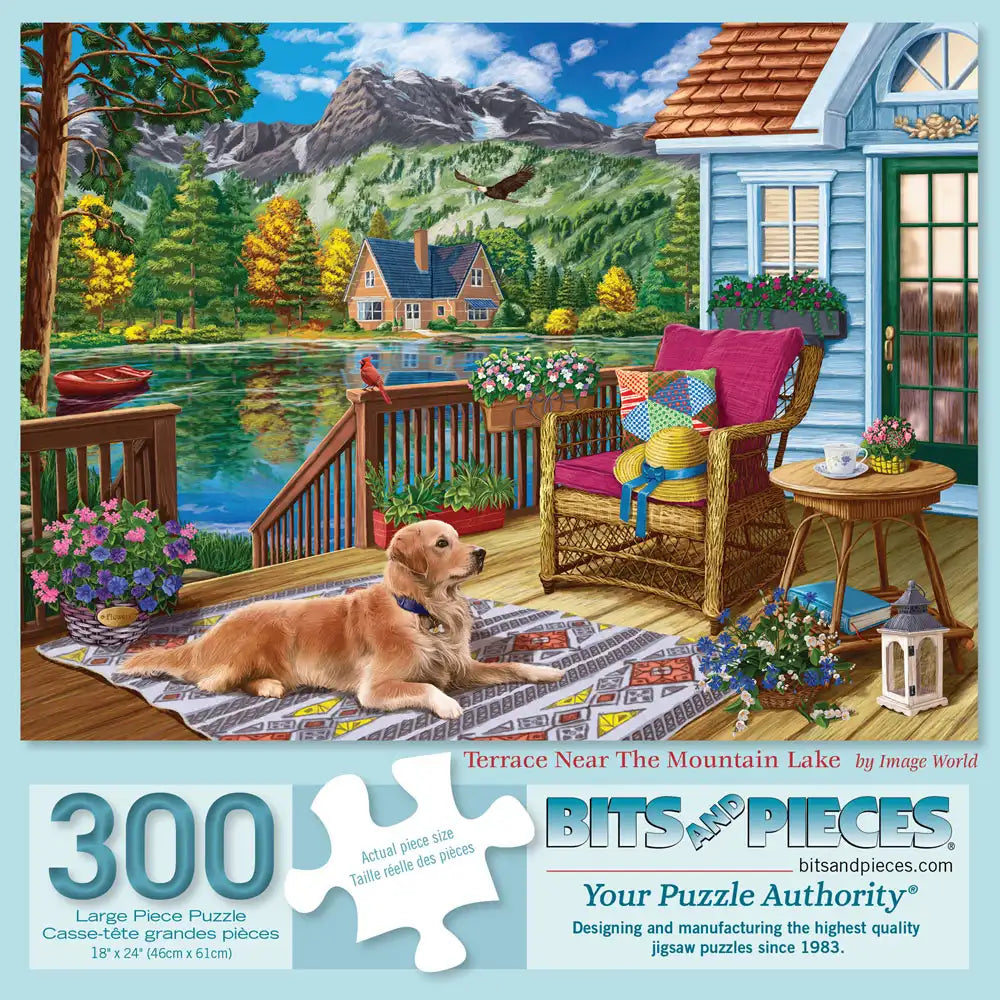 Terrace Near The Mountain Lake 300 Large Piece Jigsaw Puzzle