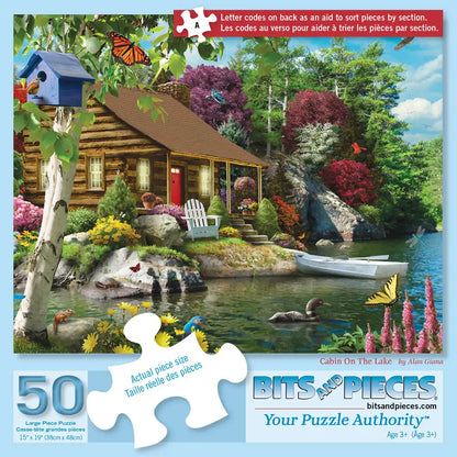 Cabin On The Lake 50 Large Piece Jigsaw Puzzle