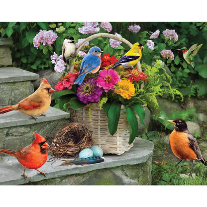 Birds On The Porch Steps 50 Large Piece Jigsaw Puzzle