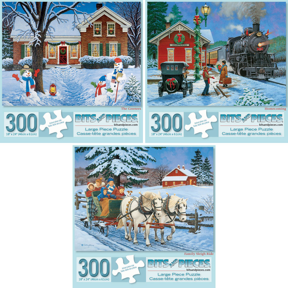 Set of 3: John Sloane 300 Large Piece Jigsaw Puzzles