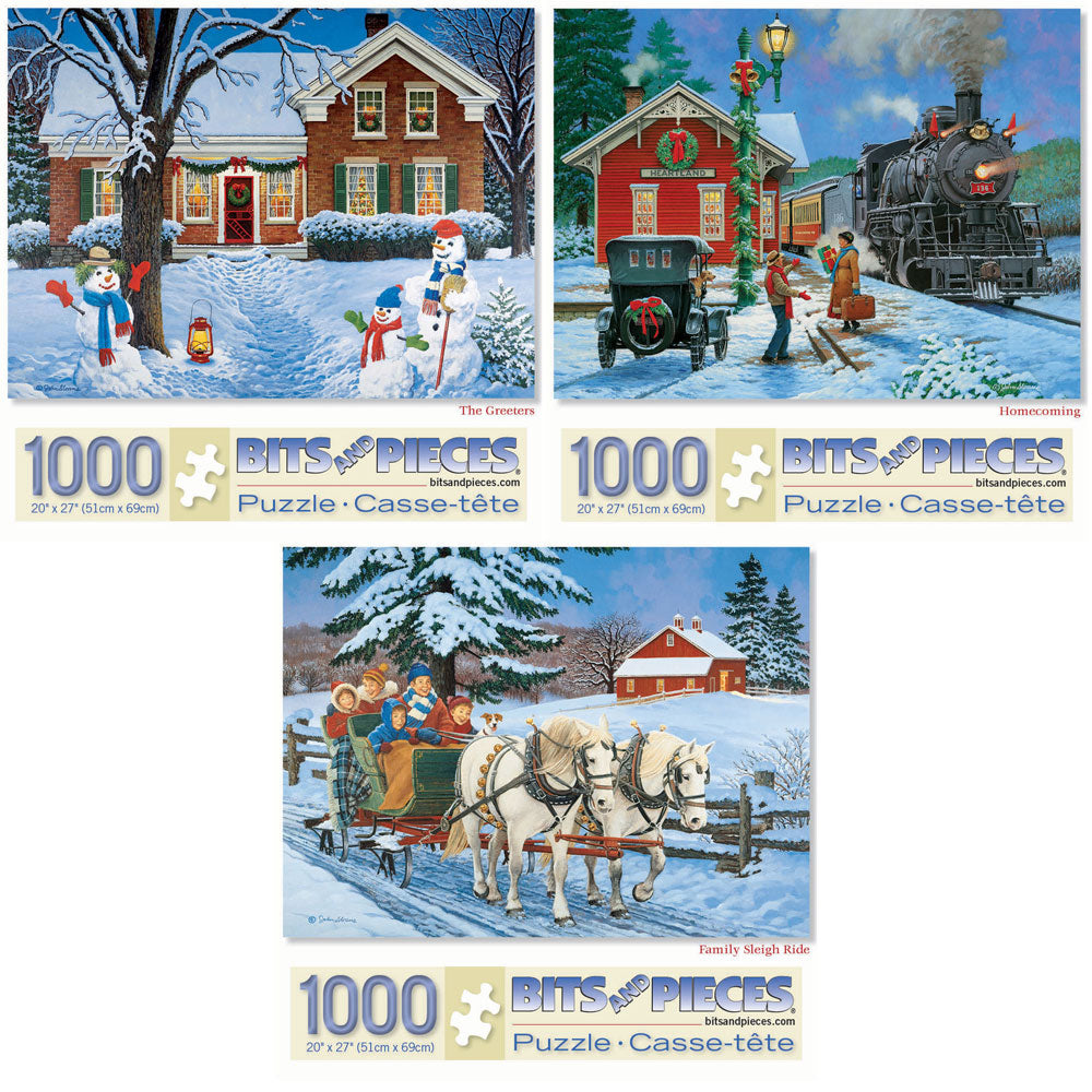 Set of 3: John Sloane 1000 Piece Jigsaw Puzzles