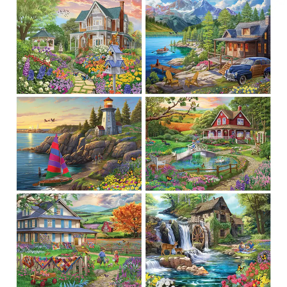 Set of 6: Bigelow Illustrations 300 Large Piece Jigsaw Puzzles – Bits ...