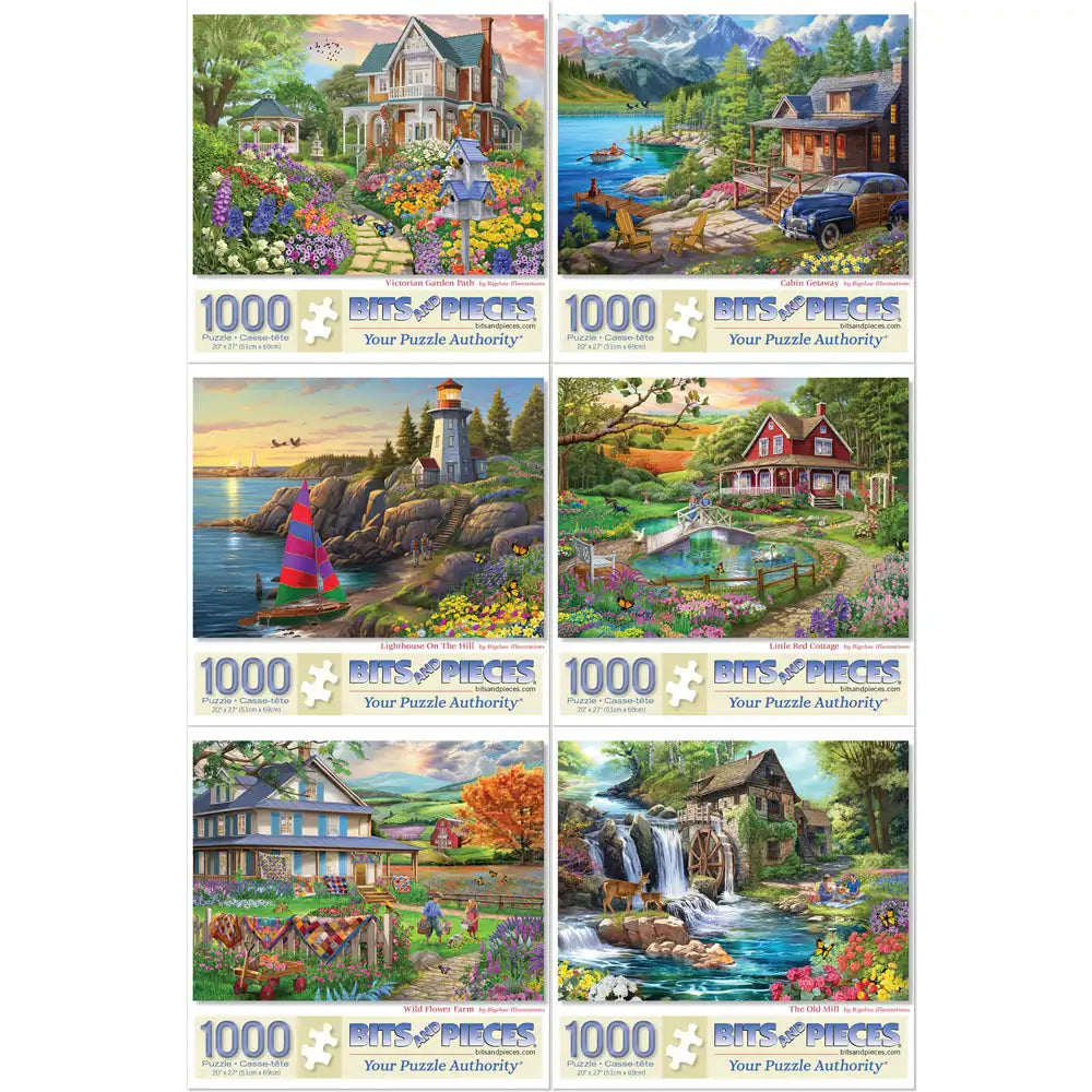 Set of 6 Bigelow Illustrations 1000 Piece Jigsaw Puzzles