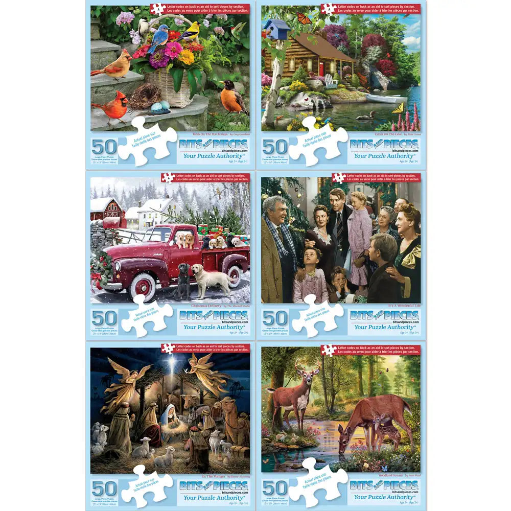 Set of 6 50 Large Piece Jigsaw Puzzles