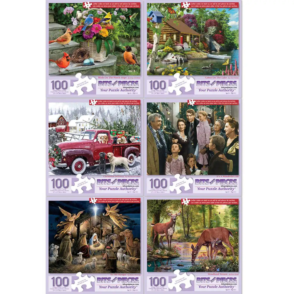 Set of 6 100 Large Piece Jigsaw Puzzles