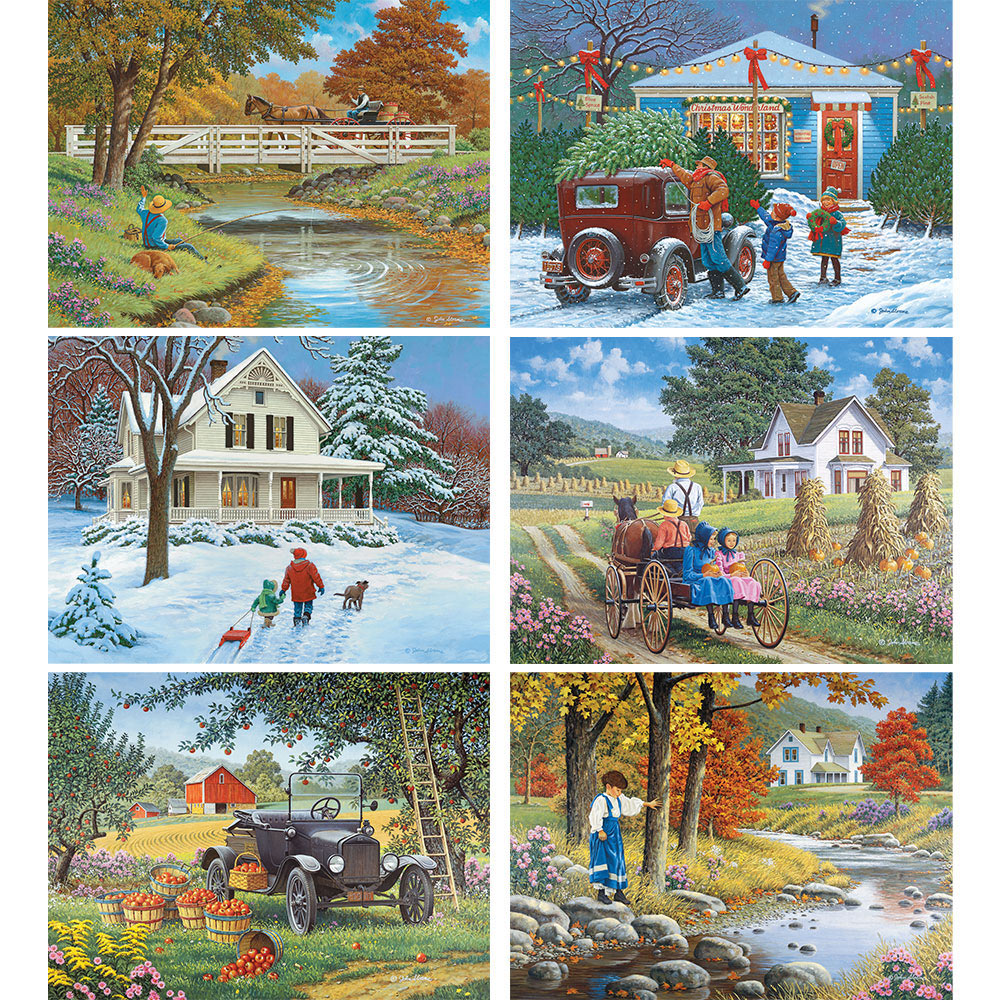 Set of 6: John Sloane 300 Large Piece Jigsaw Puzzles