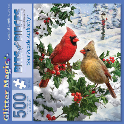 Cardinal Couple 500 Piece Glitter Effect Jigsaw Puzzle