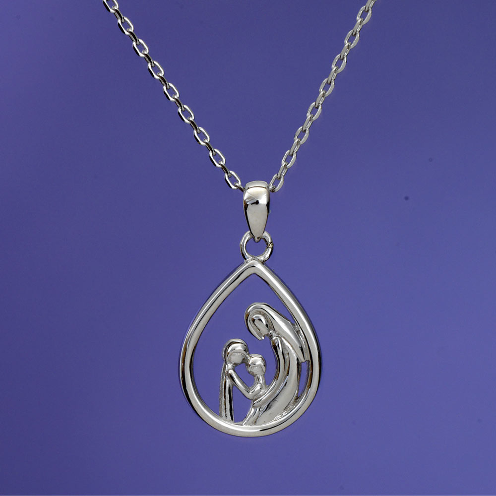 Mother &amp; Two Children Pendant Necklace