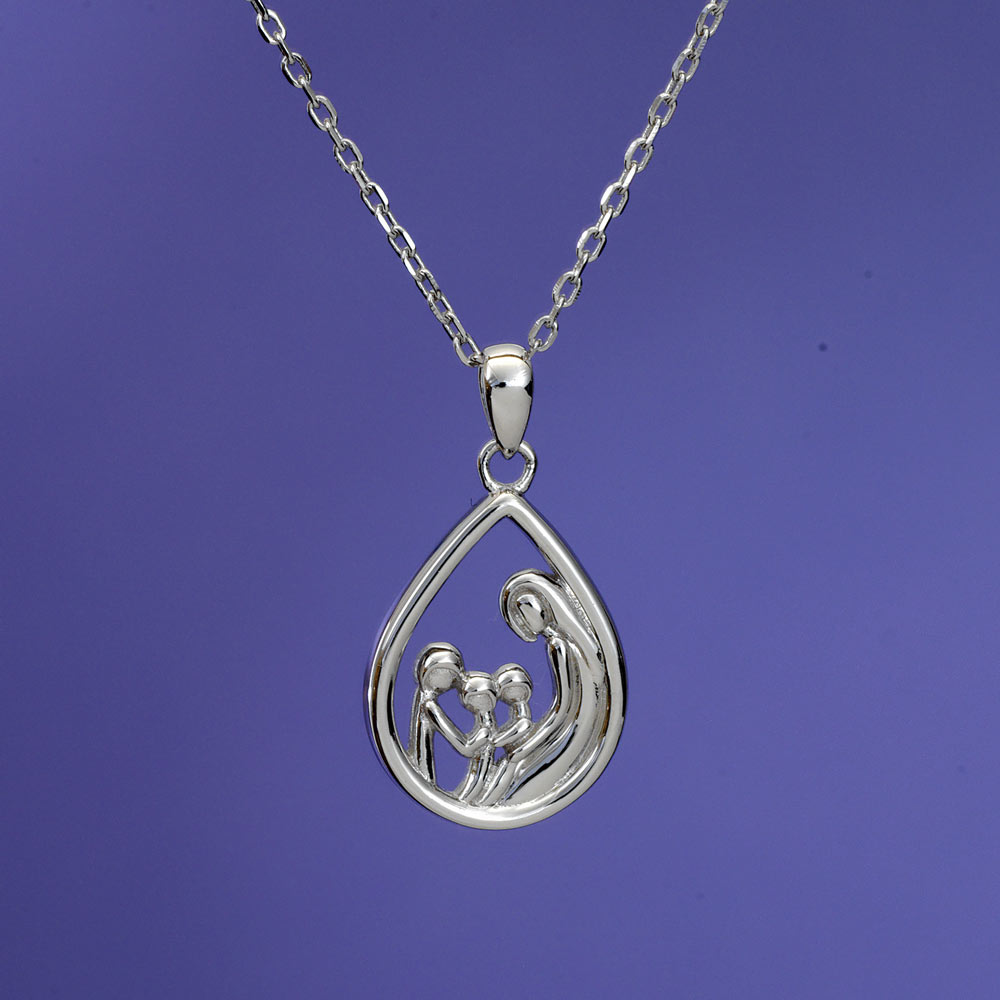 Mother &amp; Three Children Pendant Necklace