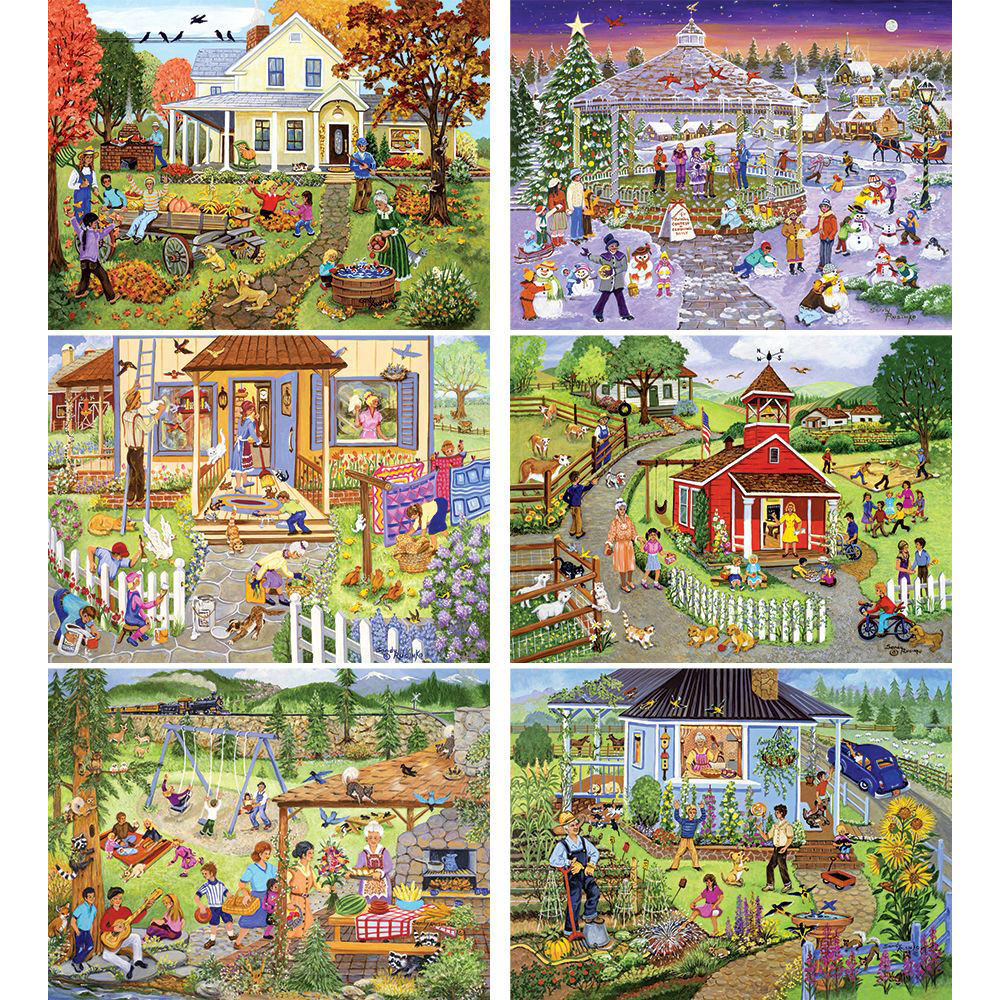 Set of 6: Sandy Rusinko 300 Large Piece Jigsaw Puzzles