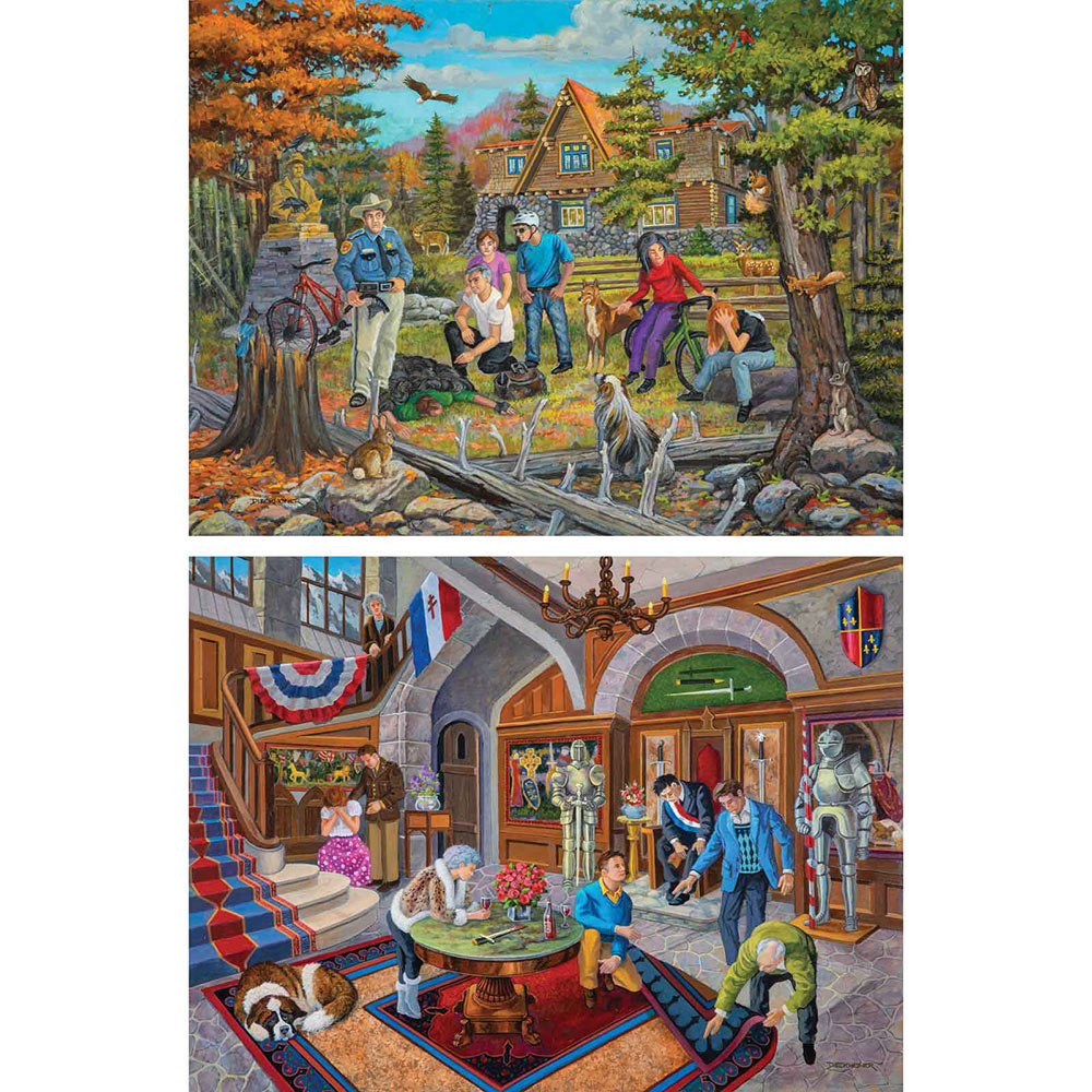 Set of 2: Murder Mystery 1000 Piece Jigsaw Puzzles