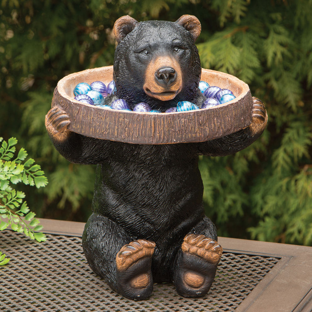 Bear Holding Tray Birdbath Garden Sculpture