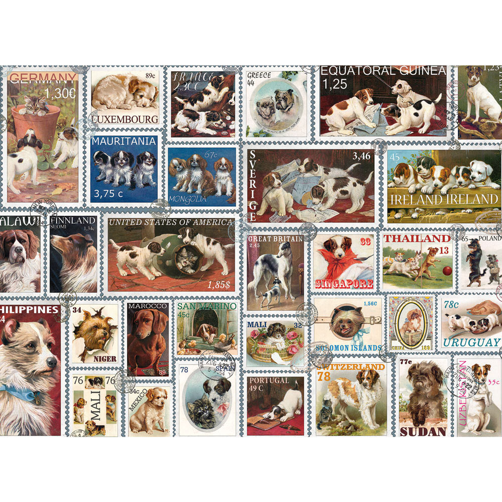 Dog Stamps Quilt 300 Large Piece Jigsaw Puzzle