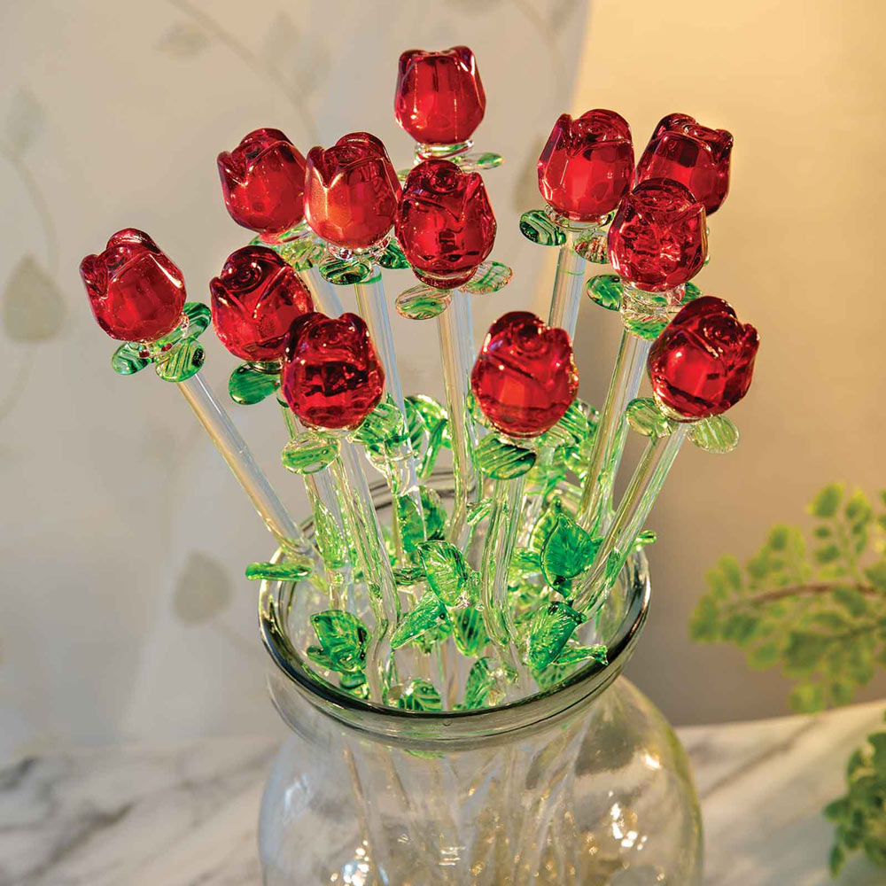 Half Dozen Red Crystal Roses