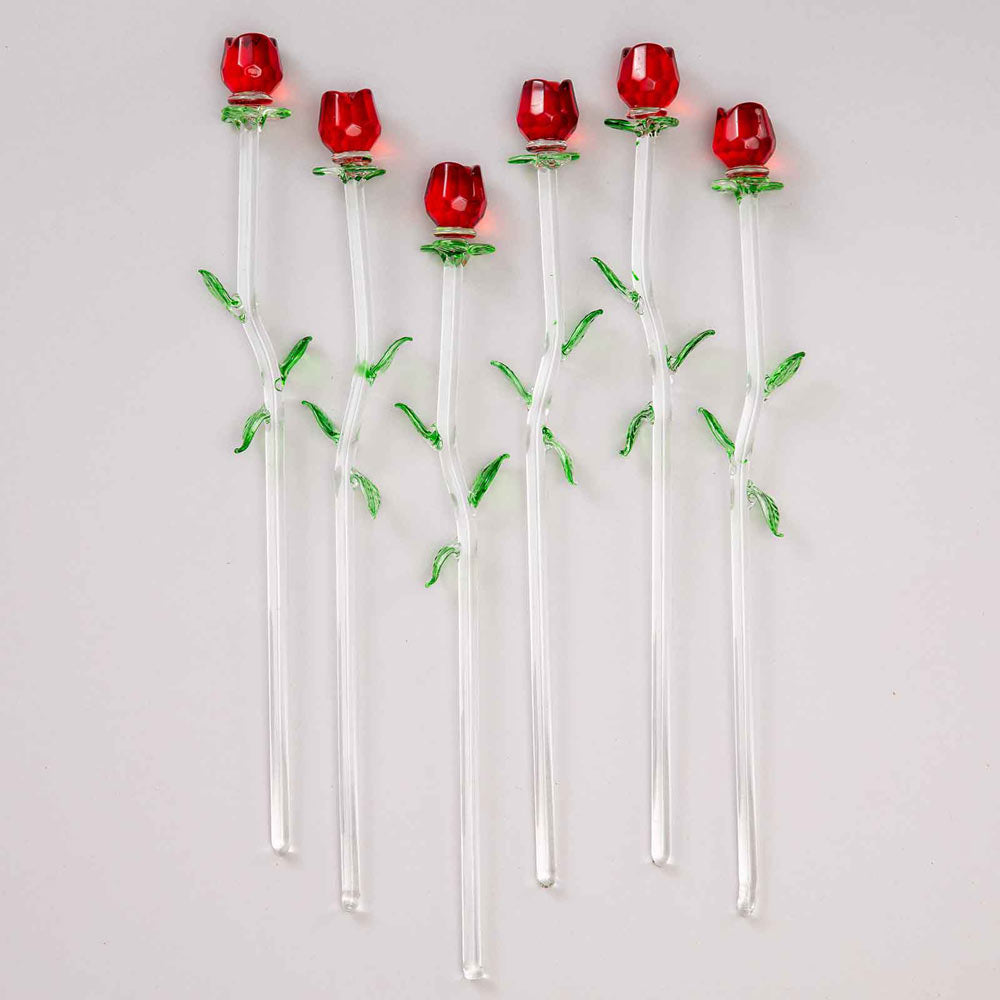 Half Dozen Red Crystal Roses