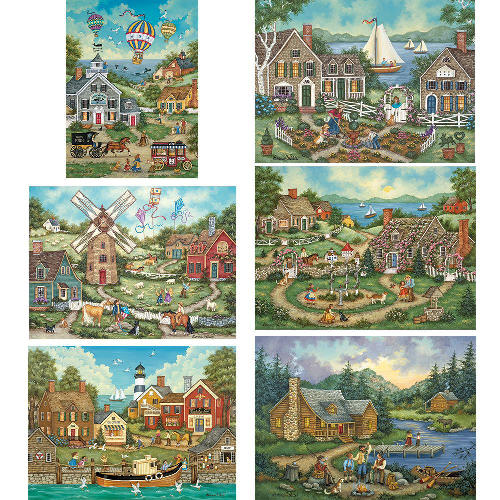 Set of 6: Bonnie White 1000 Piece Jigsaw Puzzles