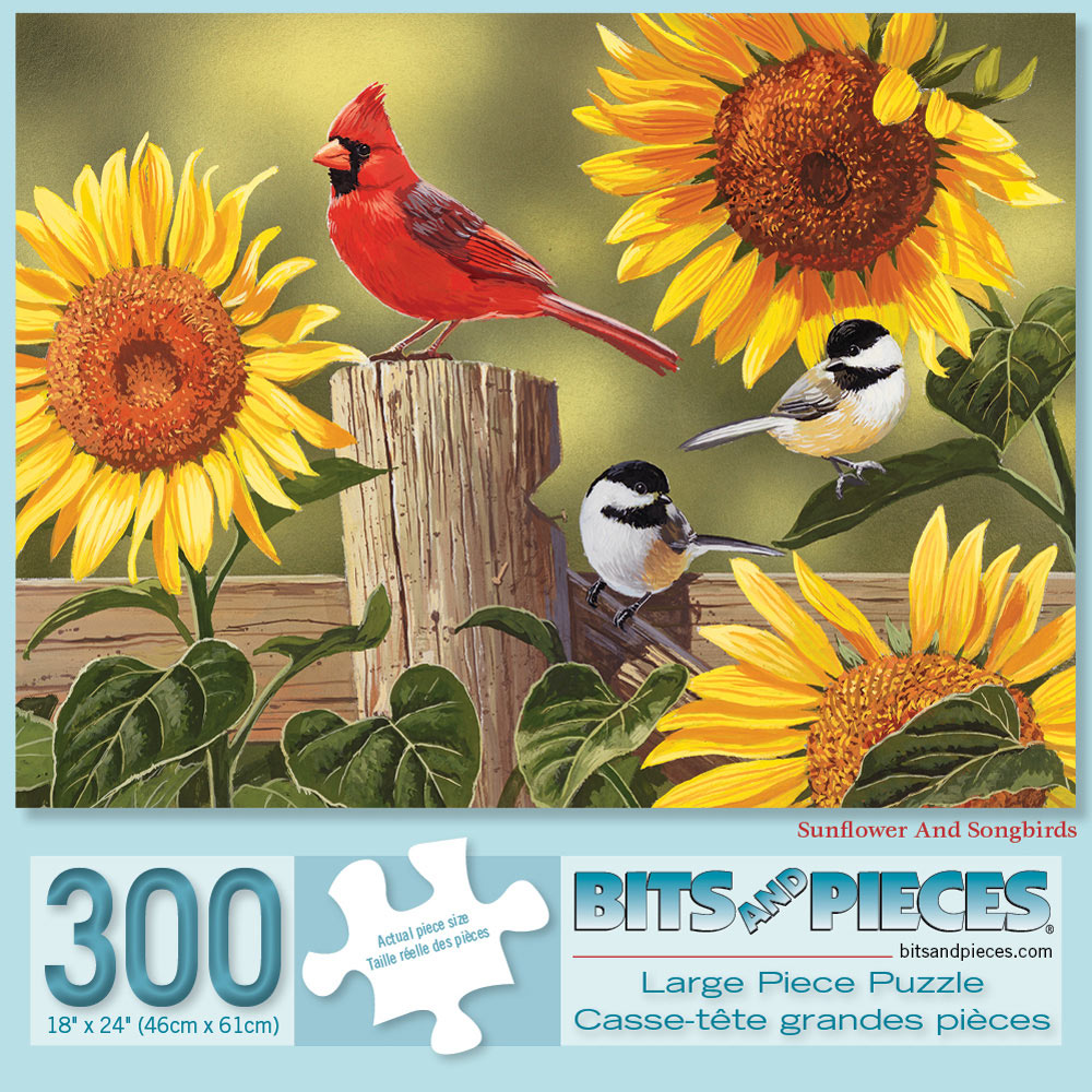 Sunflowers And Songbirds 300 Large Piece Jigsaw Puzzle