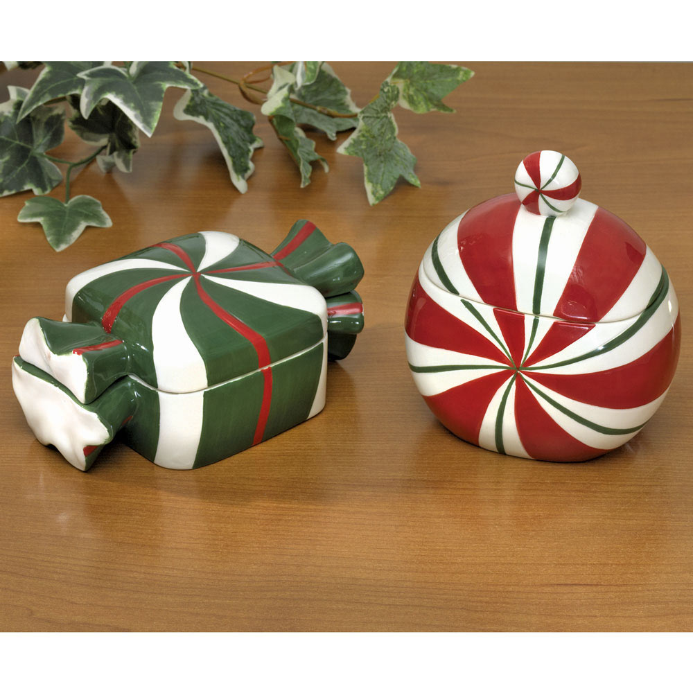 Set of Two: Candy &amp; Peppermint Keepsake Boxes