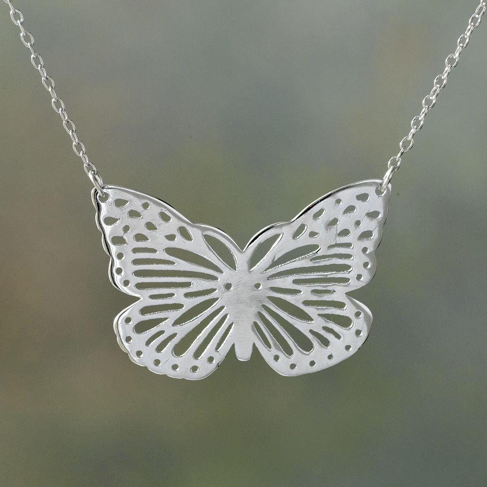 Sterling Butterfly Lace Necklace