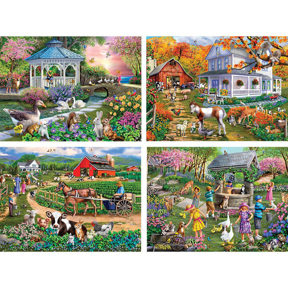 Set of 4 : Mary Thompson 1000 Piece Jigsaw Puzzles