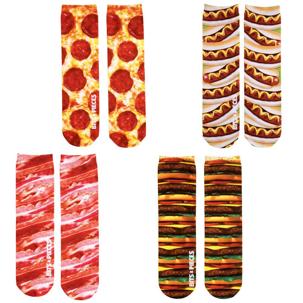 Set of 4: Favourite Foods Printed Crew Socks