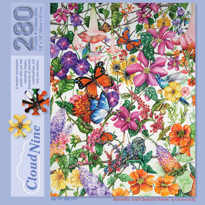 Butterfly And Clematis Forest 280 Piece Cloud Nine Tessellation Jigsaw Puzzle