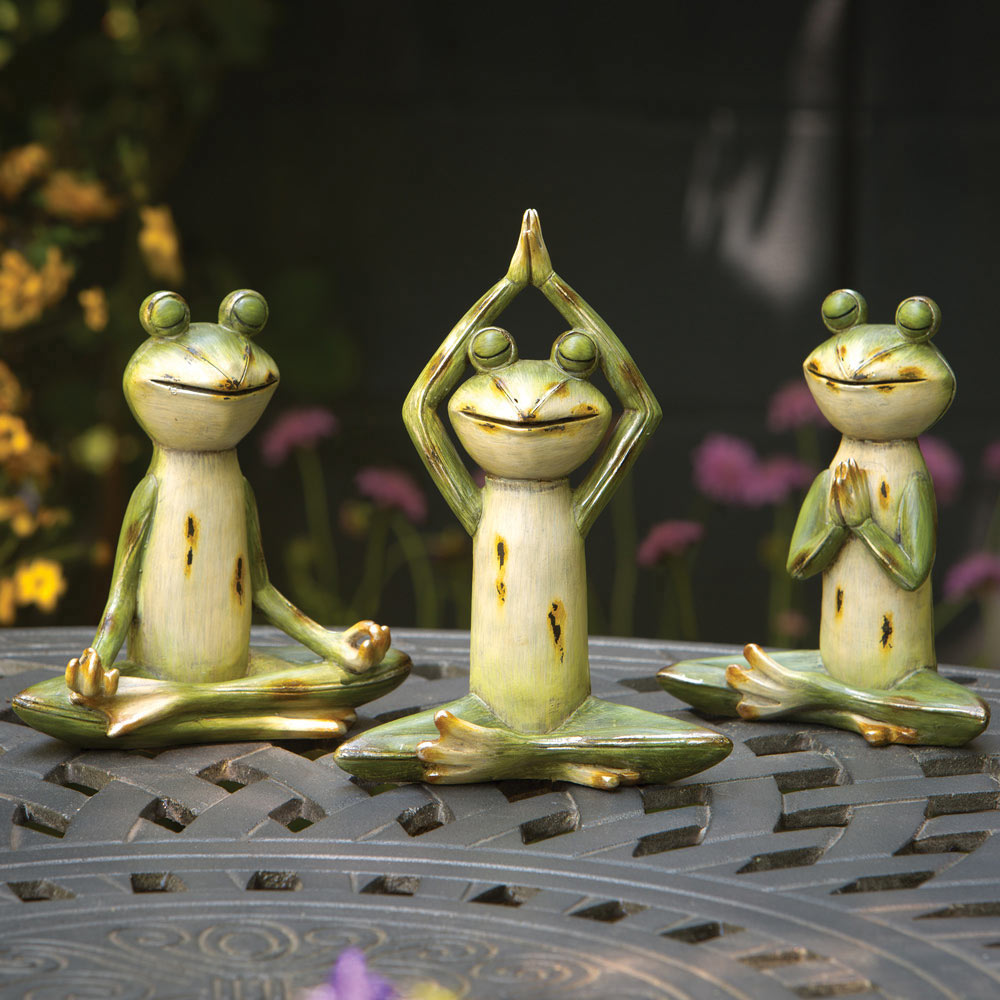 Set of 3: Yoga Pose Frog Statuettes