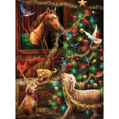 Christmas Barn 300 Large Piece Glow-In-The Dark Jigsaw Puzzle