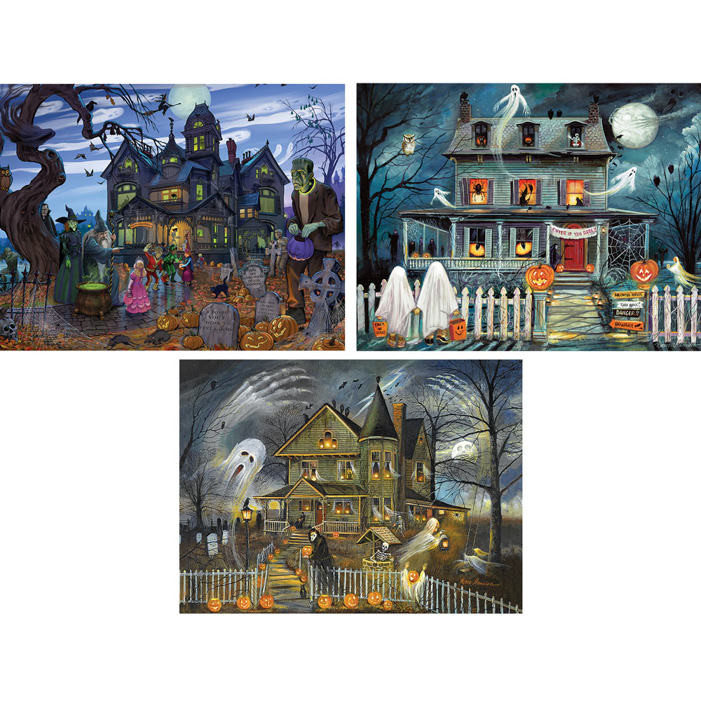 Set of 3: Halloween 300 Large Piece Jigsaw Puzzles